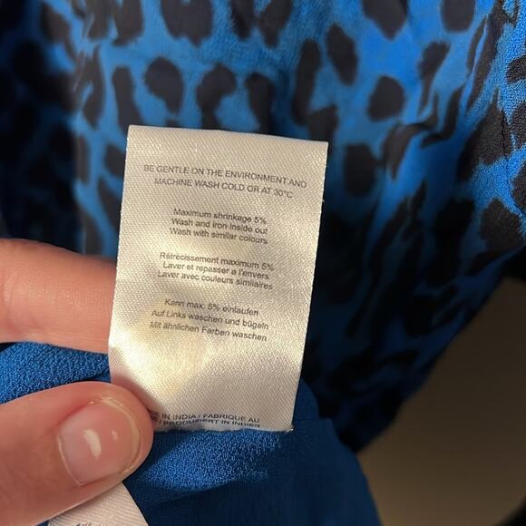 Ganni Blue Leopard Print Dress Size 34 (US 2) - Picture 6 of 9